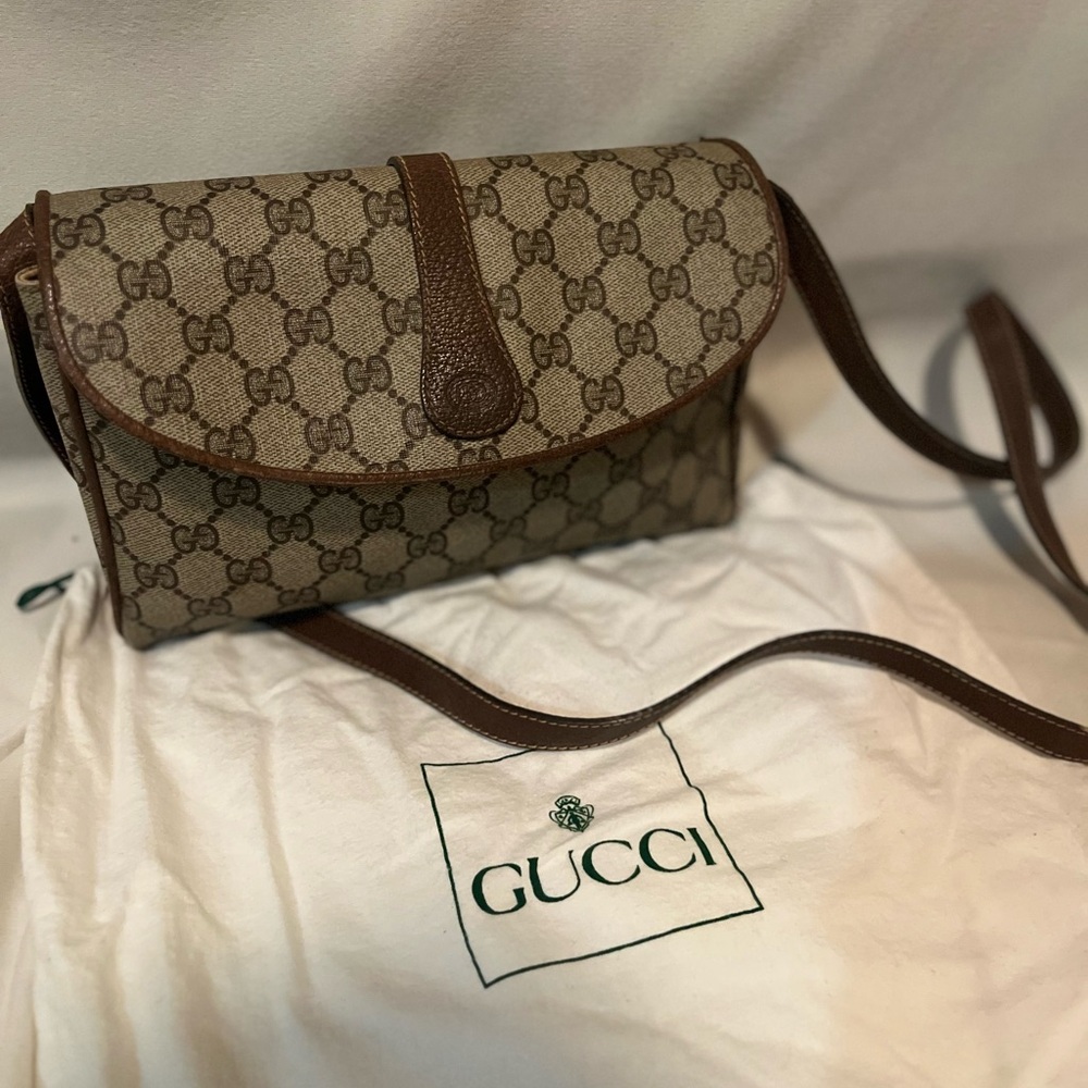 Gucci Beige and Brown GG Crossbody Bag